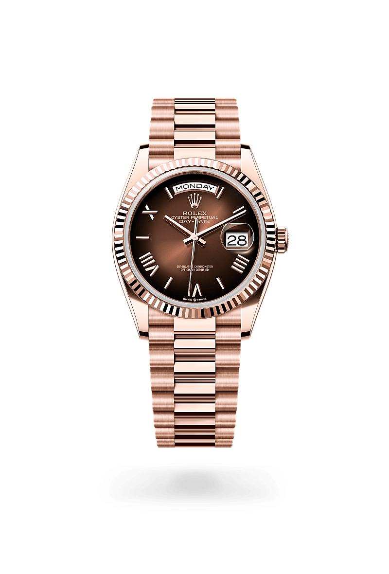 Rolex Day-Date 36 18 ct Everose gold, M128235-0075 - Swiss Time Square