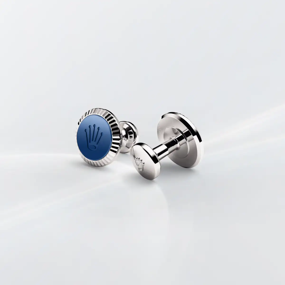 Rolex ‘Fluted’ cufflinks in White gold, A1039 - Swiss Time Square