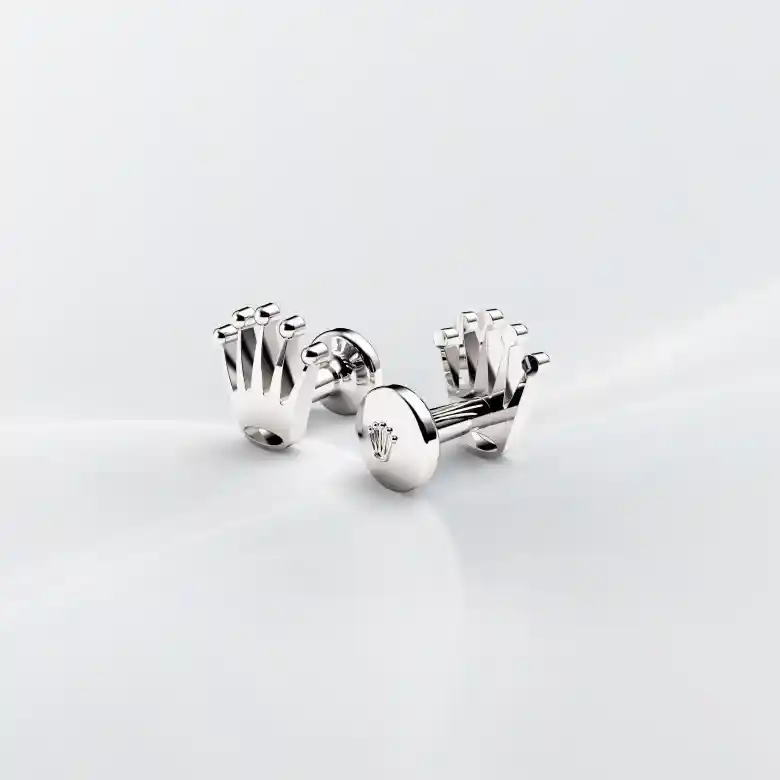 Rolex ‘Crown’ cufflinks in White gold, A1019 - Swiss Time Square