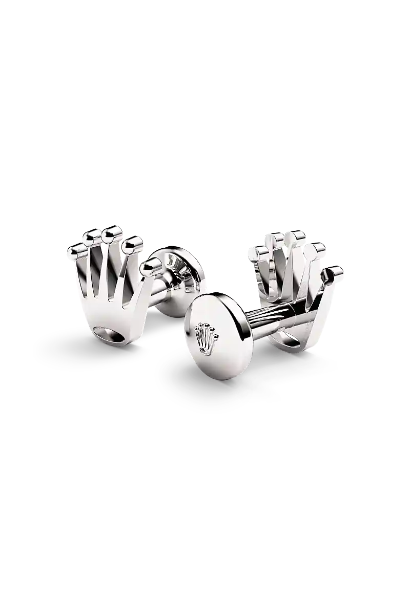 Rolex ‘Crown’ cufflinks in White gold, A1019 - Swiss Time Square